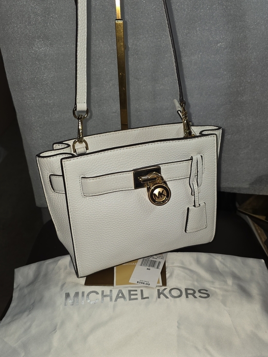 Michael Kors Handbags - Michael Kors White Pebbled Leather Crossbody Hamilton Traveler Nwt
